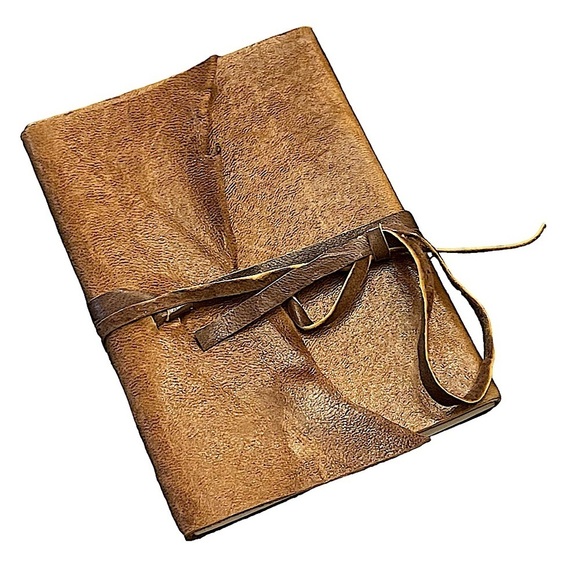 SMALL Handmade Leather Bound Booklet Journal Tablet - Picture 1 of 13
